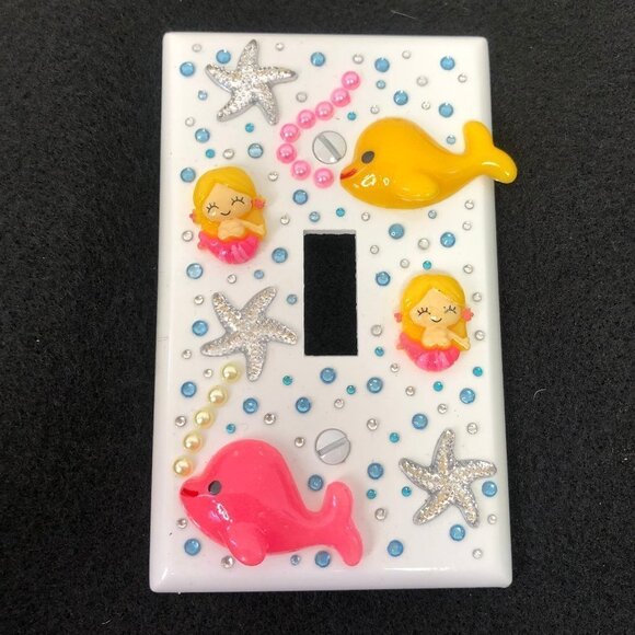 💕2/$25💕 Mermaid, Whales, Starfish Light Switch Plate Cover Handcrafted - Picture 1 of 1